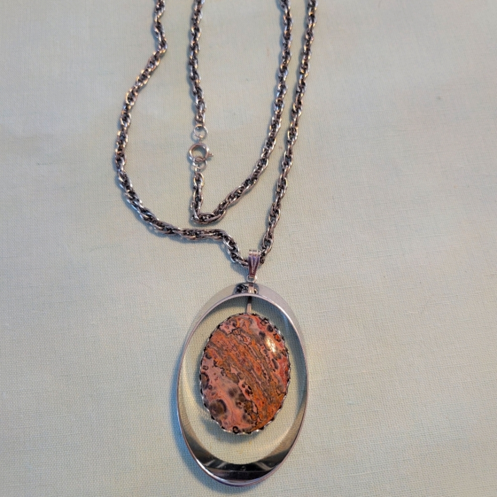 VINTAGE STAINLESS STEEL NECKLACE WITH PENDANT